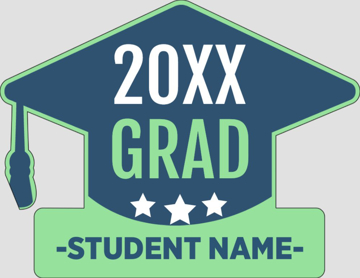 Picture of Grad Cap W/ Text Green/Blue