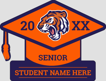 Picture of Grad Cap W/ Text Blue/Orange