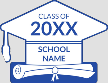 Picture of Grad Cap W/ Text Blue/White