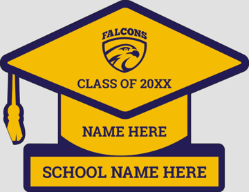 Picture of Grad Cap W/ Text Blue/Yellow