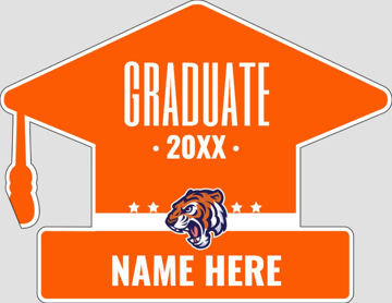 Picture of Grad Cap W/ Text Orange/White