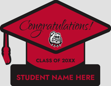 Picture of Grad Cap W/ Text Red/Black