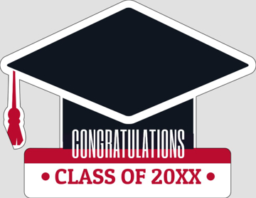 Picture of Grad Cap W/ Text Red/White