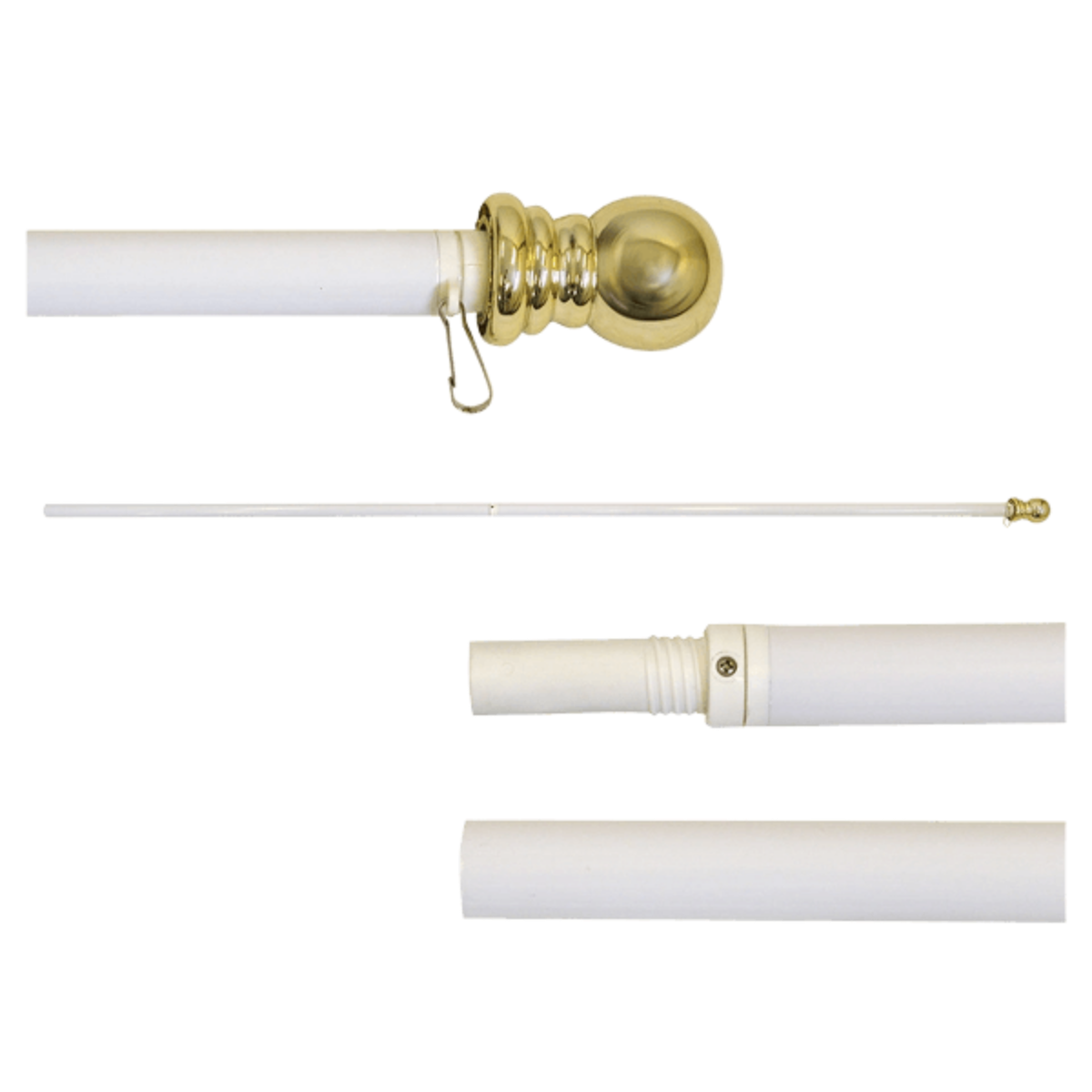 6ft Spinner Flagpole - White Aluminum Template Customization